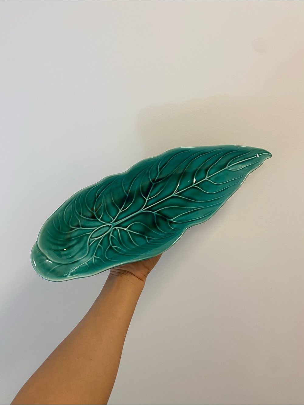 Vintage Ceramic Wedgwood Majolica Long Leaf Plate